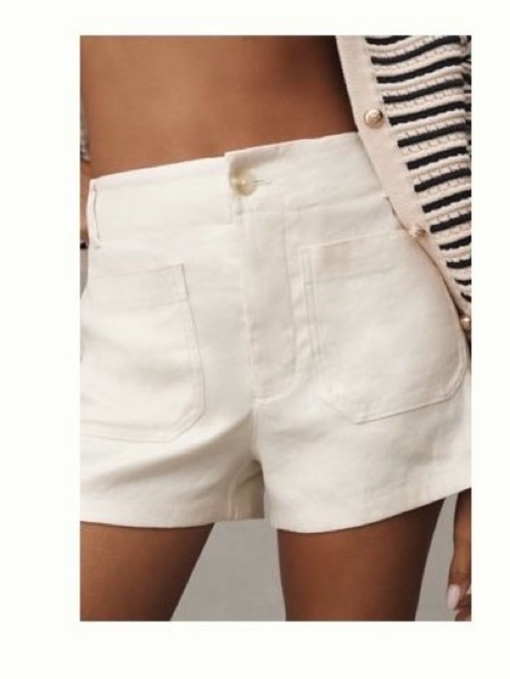 Maeve White High-Waist Linen Blend Women’s Shorts